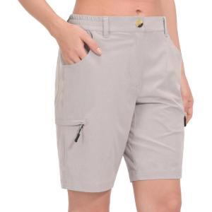 Little Donkey Andy Women’s Hiking Shorts 10.5 Inch Inseam Lightweight Quick Dry Running Golf Shorts with Zipper Pockets(Light Gray Heather)