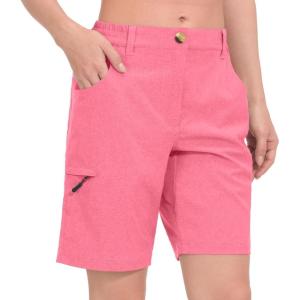 Little Donkey Andy Women’s Hiking Shorts 10.5 Inch Inseam Lightweight Quick Dry Running Golf Shorts with Zipper Pockets(Pink Heather)