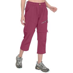 Little Donkey Andy Women’s Hiking Zip Off Capri Pants Lightweight Quick Dry UPF 50+ Convertible Shorts with 4 Pockets(Capris Burgundy)
