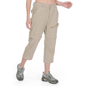 Little Donkey Andy Women’s Hiking Zip Off Capri Pants Lightweight Quick Dry UPF 50+ Convertible Shorts with 4 Pockets(Capris Khaki)