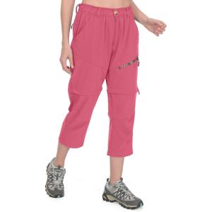 Little Donkey Andy Women’s Hiking Zip Off Capri Pants Lightweight Quick Dry UPF 50+ Convertible Shorts with 4 Pockets(Capris Rounge Red)