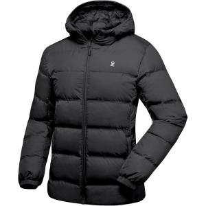 Little Donkey Andy Women’s Hooded Puffer Jacket Full-Zip Winter Lightweight Windproof Warm Quilted Coat with Pockets(Black)