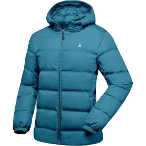 Little Donkey Andy Women’s Hooded Puffer Jacket Full-Zip Winter Lightweight Windproof Warm Quilted Coat with Pockets(Blue)