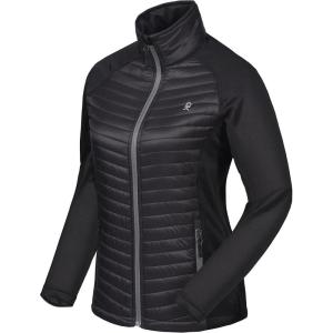Little Donkey Andy Women’s Insulated Hiking Jacket, Thermal Running Hybrid Jacket, Lightweight Breathable and Warm(Upgrade Black)