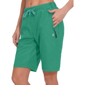 Little Donkey Andy Women’s Lightweight Breathable Hiking Shorts, Quick-Dry Golf Shorts with Zipper Pockets, Air-Holes Tech(Holly Green Heather)