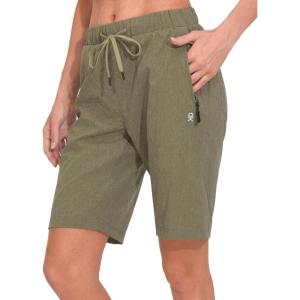 Little Donkey Andy Women’s Lightweight Breathable Hiking Shorts, Quick-Dry Golf Shorts with Zipper Pockets, Air-Holes Tech(Loden Green Heather)