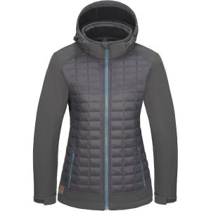Little Donkey Andy Women’s Lightweight Insulated Hybrid Jacket for Hiking Running Ski Thermal Warm with Removable Hood(Asphalt/Charcoal Gray)