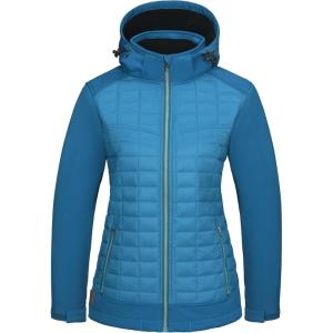 Little Donkey Andy Women’s Lightweight Insulated Hybrid Jacket for Hiking Running Ski Thermal Warm with Removable Hood(Blue Moon/Swedish Blue)