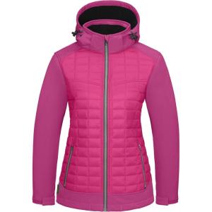 Little Donkey Andy Women’s Lightweight Insulated Hybrid Jacket for Hiking Running Ski Thermal Warm with Removable Hood(Cabaret/Phlox Pink)