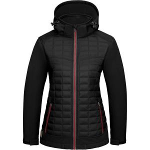 Little Donkey Andy Women’s Lightweight Insulated Hybrid Jacket for Hiking Running Ski Thermal Warm with Removable Hood(Magnet/Jet Black)