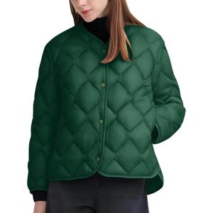 Little Donkey Andy Women’s Lightweight Puffer Jacket with Recycled Insulation, Button Down Quilted Coats(Grass Green)