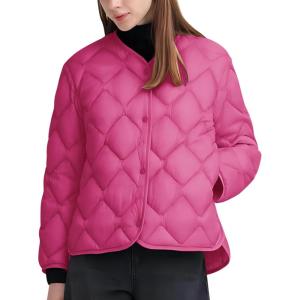 Little Donkey Andy Women’s Lightweight Puffer Jacket with Recycled Insulation, Button Down Quilted Coats(Rose)
