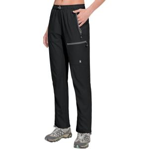 Little Donkey Andy Women’s Lightweight Quick Dry Cargo Hiking Pants UPF 50+ Stretch Travel Casual Trousers(A01. Black)