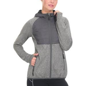 Little Donkey Andy Women’s Lightweight Thermal Running Jacket Hybrid Quilted Full Zip Golf Jacket with Hood(2. Gray)