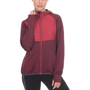 Little Donkey Andy Women’s Lightweight Thermal Running Jacket Hybrid Quilted Full Zip Golf Jacket with Hood(3. Ruby)