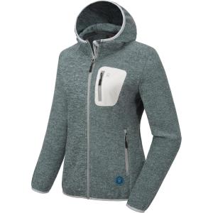Little Donkey Andy Women’s Lightweight Warm Polar Fleece Running Jacket Hooded Full-Zip Thermal Coat Hiking Travel Casual(Green Heather)