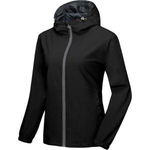 Little Donkey Andy Women’s Lightweight Windbreaker Jacket Breathable Windproof Jacket Hiking Running Golf UPF50+(A1.black)