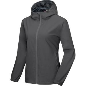 Little Donkey Andy Women’s Lightweight Windbreaker Jacket Breathable Windproof Jacket Hiking Running Golf UPF50+(A2.grey)