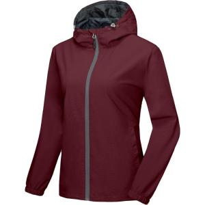 Little Donkey Andy Women’s Lightweight Windbreaker Jacket Breathable Windproof Jacket Hiking Running Golf UPF50+(A3.dark Red)