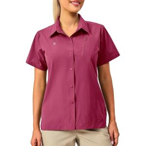 Little Donkey Andy Women’s Long Sleeve Travel Shirt, UPF 50+ Safari Shirt, Outdoor Cool Quick Dry Hiking Shirts(S. Wine Red)