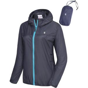 Little Donkey Andy Women’s Packable Lightweight Running Jacket Water Resistant Hooded Windbreaker for Hiking Cycling Camping(A Ultralight Navy Blue)