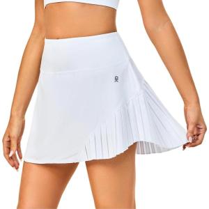 Little Donkey Andy Women’s Pleated Tennis Skirts Athletic Golf Skorts High Waisted Casual Workout Sports Running Skirts(A-white)