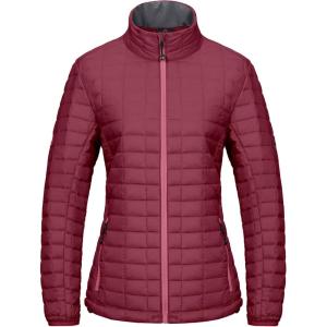 Little Donkey Andy Women’s Puffer Jacket, Lightweight Warm Hiking Jacket with Post-Consumer Synthetic Insulation(Dark Red)