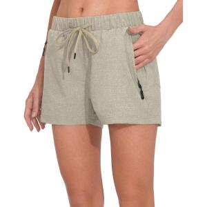 Little Donkey Andy Women’s Quick Dry Running Shorts, 3 Inch Breathable Golf Hiking Athletic Shorts with Liner, Air Hole Tech Light Khaki Heather L