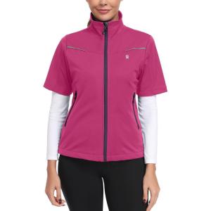 Little Donkey Andy Women’s Short Sleeve Jacket Windproof Lightweight Vest for Golf Hiking Running(Rose)