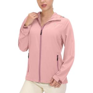Little Donkey Andy Women’s Sun Protection Hoodie Jackets Long Sleeve UPF50+ Shirts Hiking Travel Camp Air Holes Full Zip(Coral Pink)