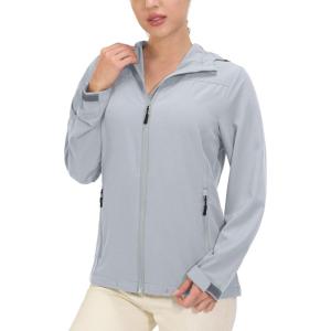 Little Donkey Andy Women’s Sun Protection Hoodie Jackets Long Sleeve UPF50+ Shirts Hiking Travel Camp Air Holes Full Zip(Light Gray)