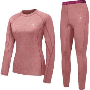 Little Donkey Andy Women’s Thermal Underwear Sets Lightweight Warm Base Layers Quick Dry Wicking Top and Bottom for Winter(4. Red)