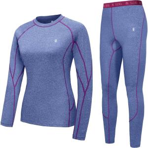Little Donkey Andy Women’s Thermal Underwear Sets Lightweight Warm Base Layers Quick Dry Wicking Top and Bottom for Winter(6. Deep Blue)