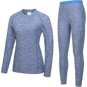 Little Donkey Andy Women’s Thermal Underwear Sets Lightweight Warm Base Layers Quick Dry Wicking Top and Bottom for Winter(Blue Heather (Thick Fabric))