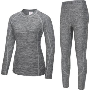 Little Donkey Andy Women’s Thermal Underwear Sets Lightweight Warm Base Layers Quick Dry Wicking Top and Bottom for Winter(Dark Gray Heather (Thick Fabric))