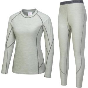 Little Donkey Andy Women’s Thermal Underwear Sets Lightweight Warm Base Layers Quick Dry Wicking Top and Bottom for Winter(Green Heather (Thick Fabric))