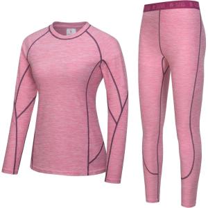 Little Donkey Andy Women’s Thermal Underwear Sets Lightweight Warm Base Layers Quick Dry Wicking Top and Bottom for Winter(Pink Heather (Thick Fabric))