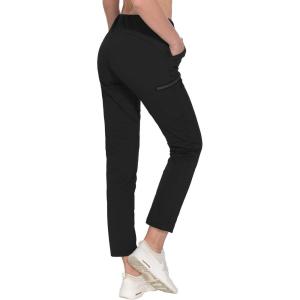 Little Donkey Andy Women’s Ultra-Stretch Quick Dry Lightweight Ankle Pants Drawstring Active Travel Hiking(A1. Black)