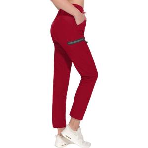 Little Donkey Andy Women’s Ultra-Stretch Quick Dry Lightweight Ankle Pants Drawstring Active Travel Hiking(A9. Red)