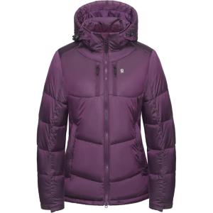 Little Donkey Andy Women’s Warm Puffer Jacket Windproof Lightweiht Hooded Winter Coat Hiking Travel(Dark Purple)