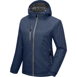 Little Donkey Andy Womens Warm Recycle Insulated Jacket Hooded Lightweight Windproof Winter Coat Hiking Travel(Dark Blue)