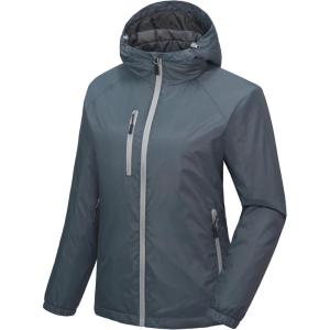 Little Donkey Andy Womens Warm Recycle Insulated Jacket Hooded Lightweight Windproof Winter Coat Hiking Travel(Steel Grey)