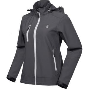 Little Donkey Andy Women’s Water Repellent Ski Snowboarding Jacket with Removable Hood(Gray)