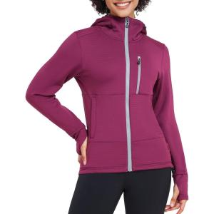 Little Donkey Andy Women’s Winter Lightweight Warm Fleece Running Jacket Breathable Thumbholes Thermal Hiking Jacket(Watch-hole Boysenberry)