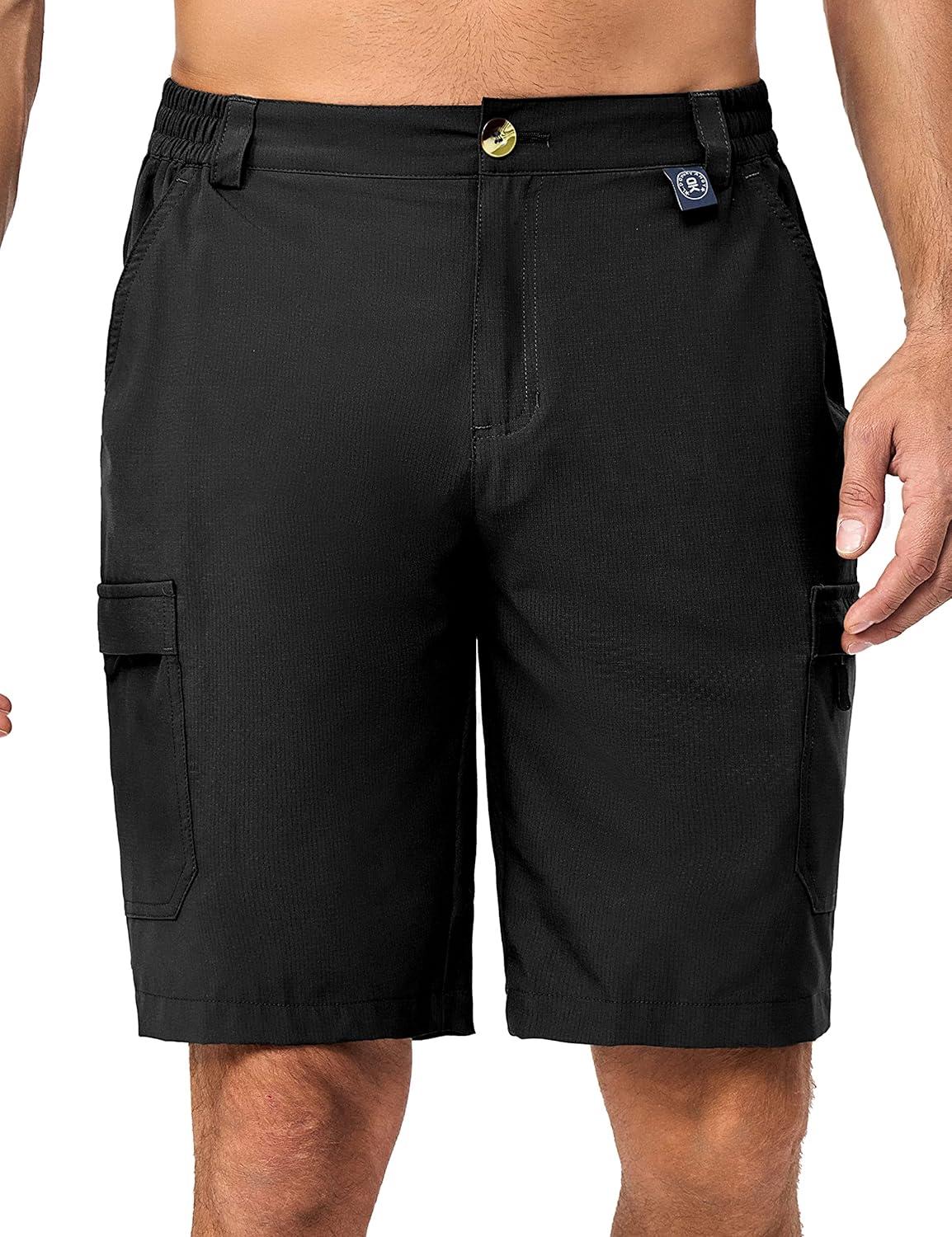 imageLittle Donkey Andy Mens 10 Inch Quick Dry Cargo Shorts Stretch Lightweight Outdoor Hiking Shorts UPF 50Black