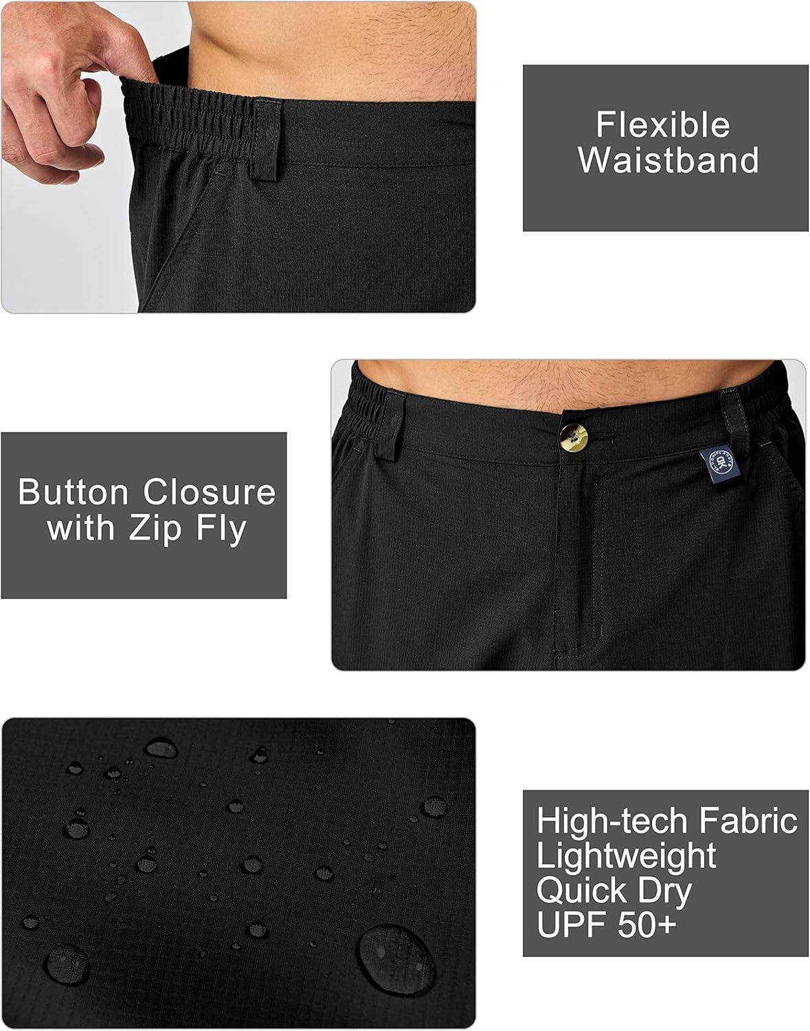 imageLittle Donkey Andy Mens 10 Inch Quick Dry Cargo Shorts Stretch Lightweight Outdoor Hiking Shorts UPF 50Black