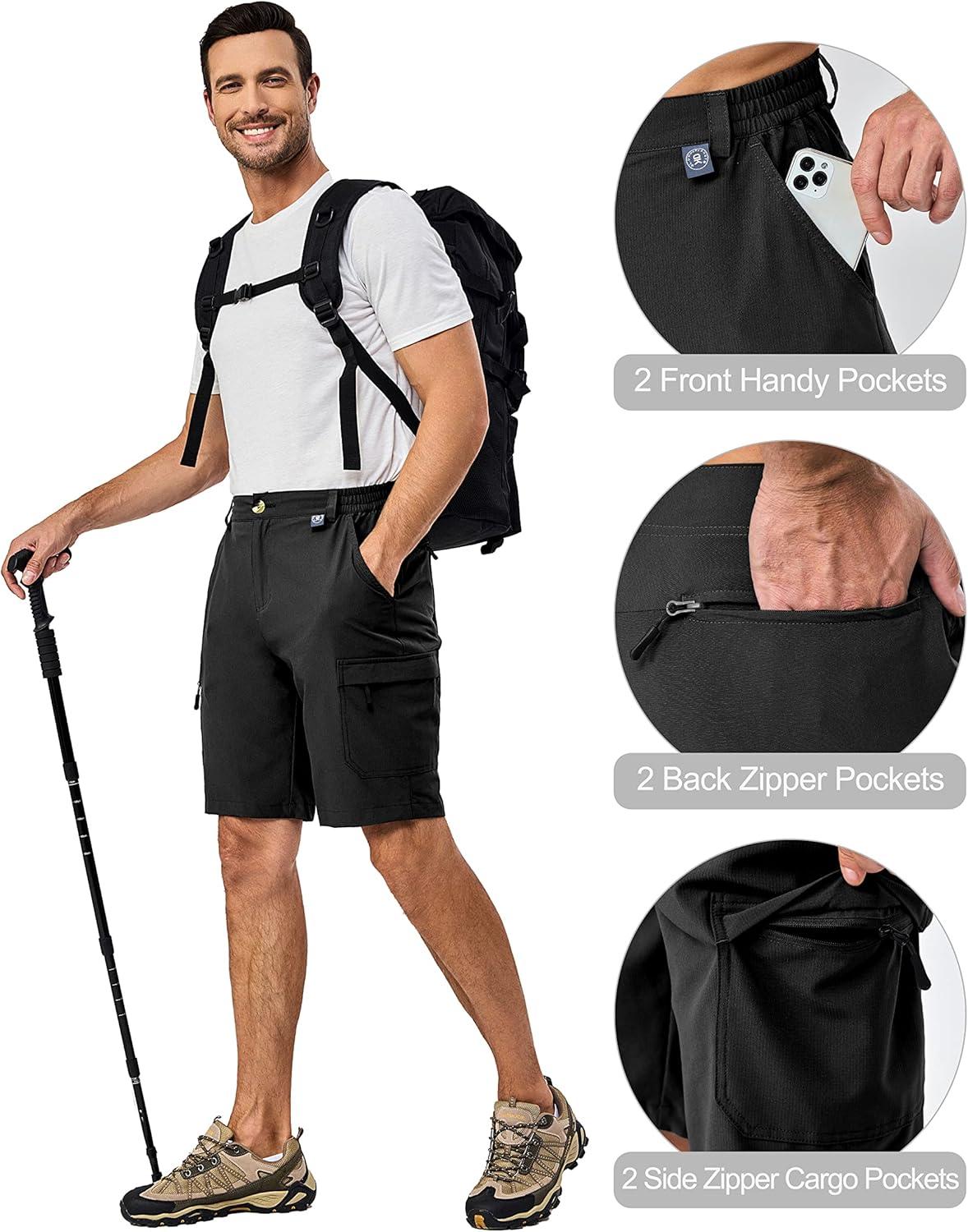 imageLittle Donkey Andy Mens 10 Inch Quick Dry Cargo Shorts Stretch Lightweight Outdoor Hiking Shorts UPF 50Black
