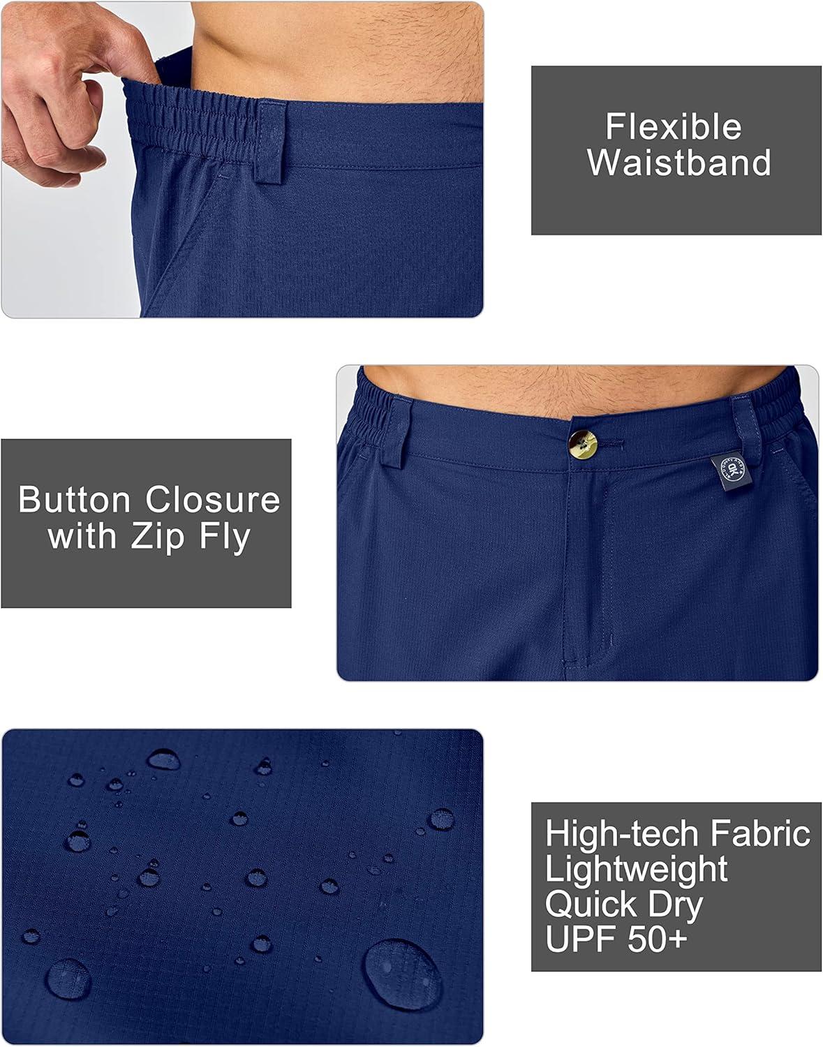 imageLittle Donkey Andy Mens 10 Inch Quick Dry Cargo Shorts Stretch Lightweight Outdoor Hiking Shorts UPF 50Deep Blue