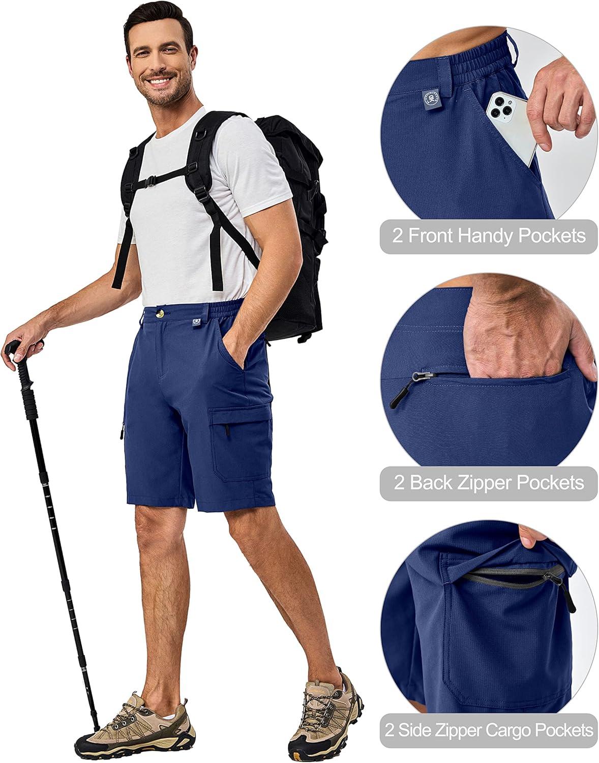 imageLittle Donkey Andy Mens 10 Inch Quick Dry Cargo Shorts Stretch Lightweight Outdoor Hiking Shorts UPF 50Deep Blue