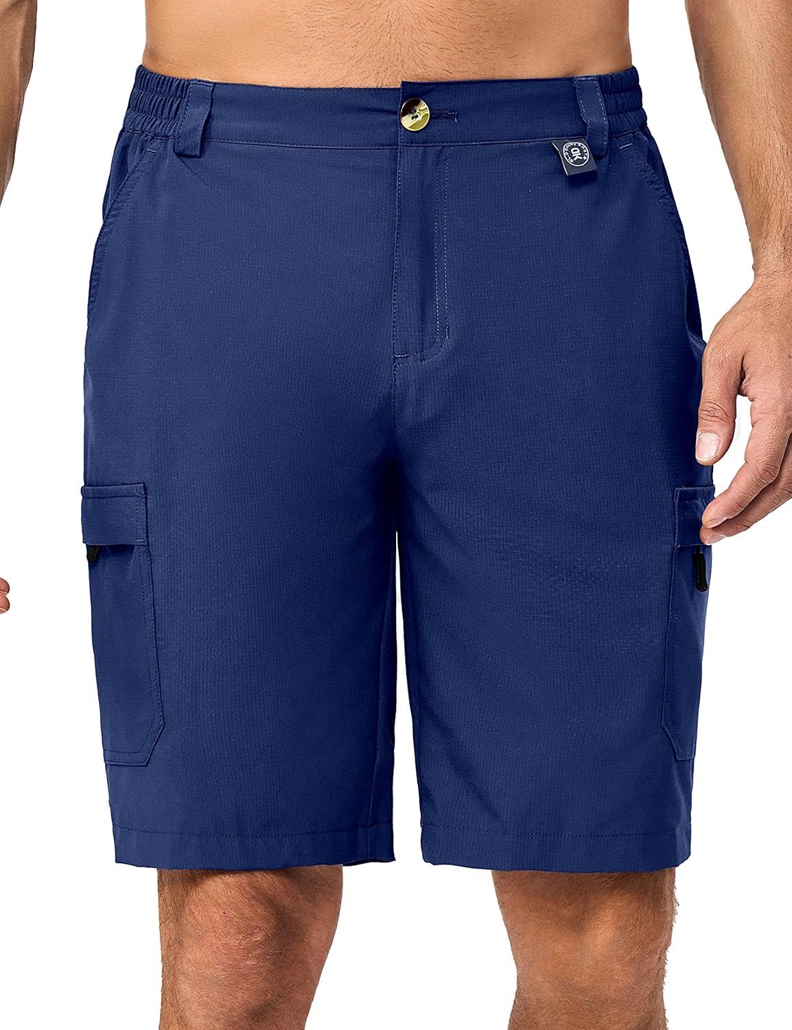 imageLittle Donkey Andy Mens 10 Inch Quick Dry Cargo Shorts Stretch Lightweight Outdoor Hiking Shorts UPF 50Deep Blue